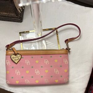 Dooney & Bourke Pink Wristlet with Heart Charm